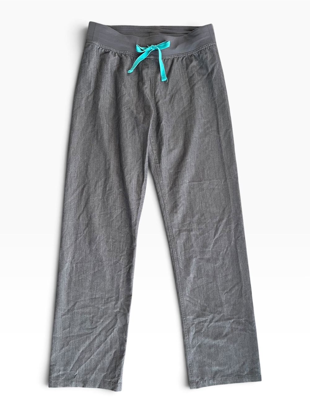 Figs Gray Scrub Bottoms with Teal Drawstring Women’s Size XS
